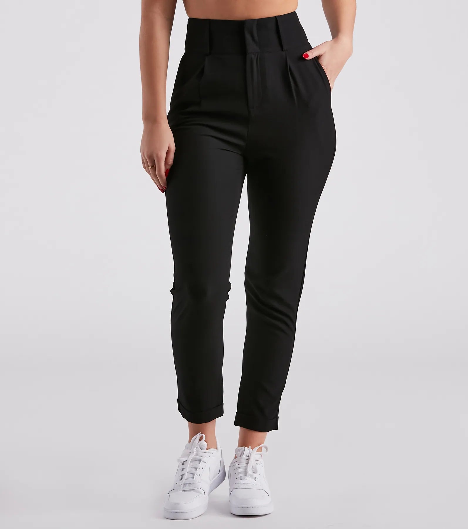 Perfectly Pleated Cuffed Trouser Pants