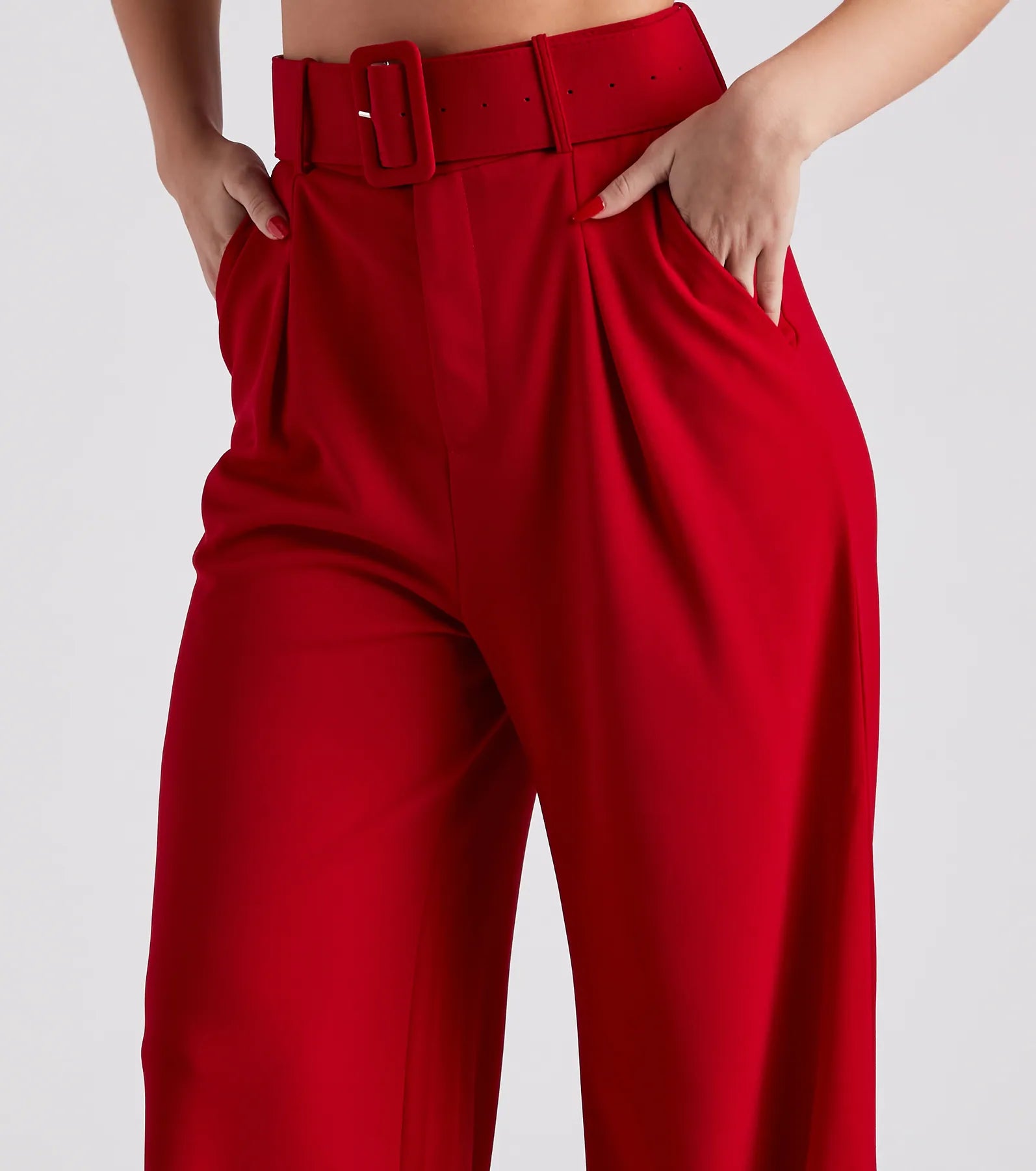 Flip In Reverse Belted Trouser Pants