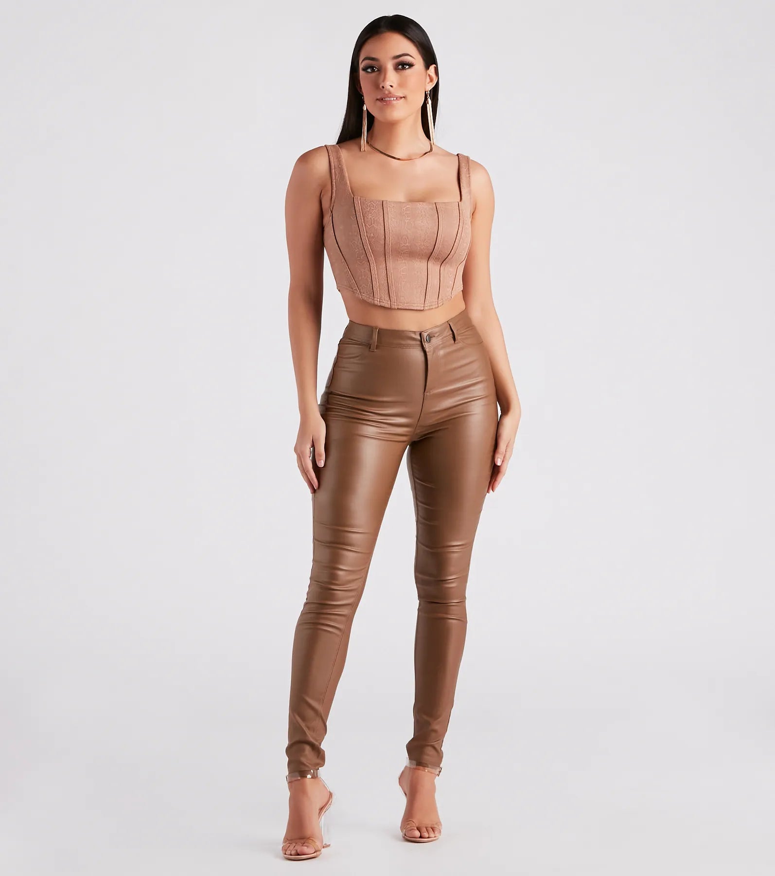 High-Rise Coated Skinny Pants