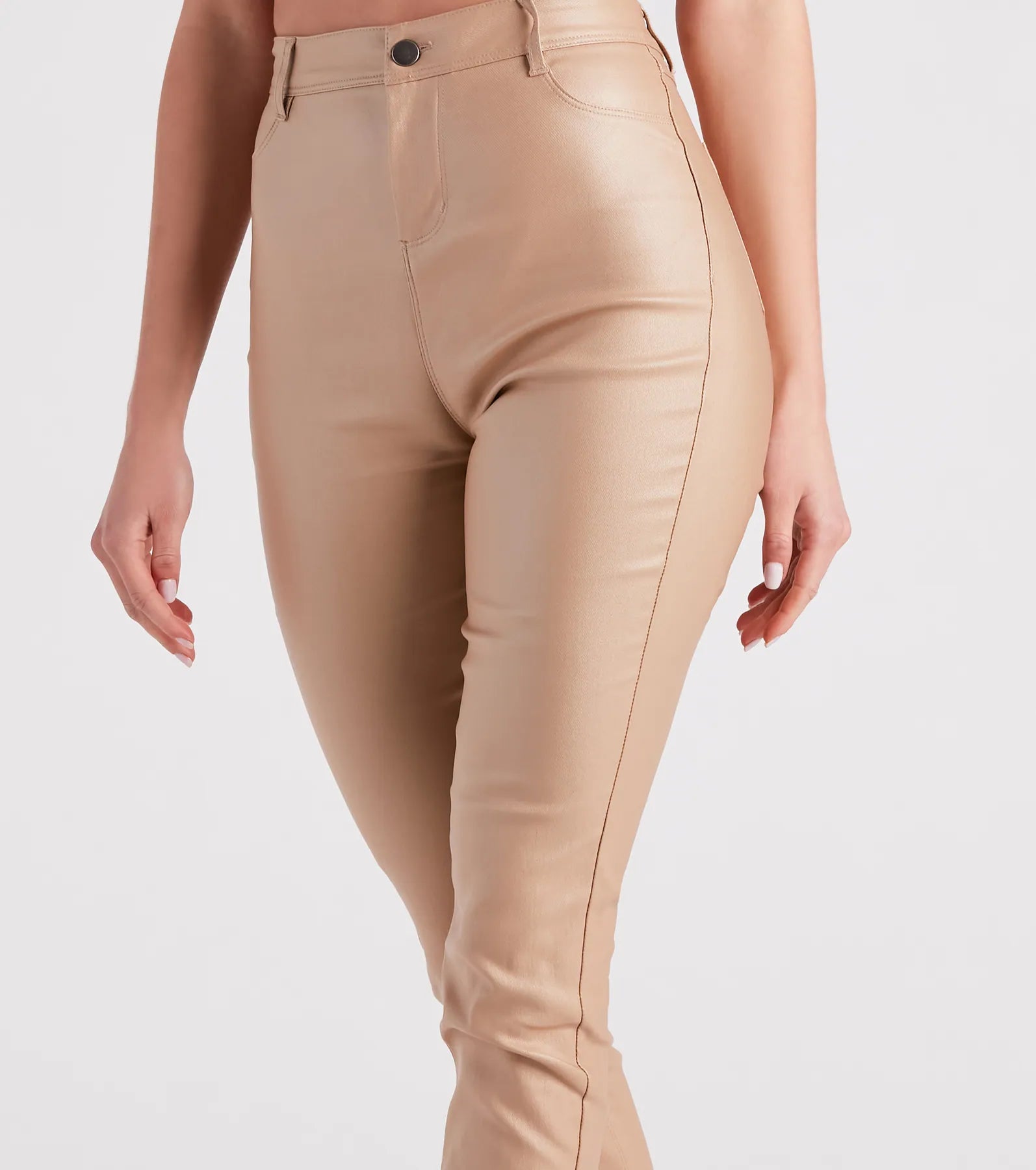 High-Rise Coated Skinny Pants