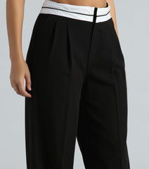 Cool-Girl Confidence Contrast Waist Trouser Pants