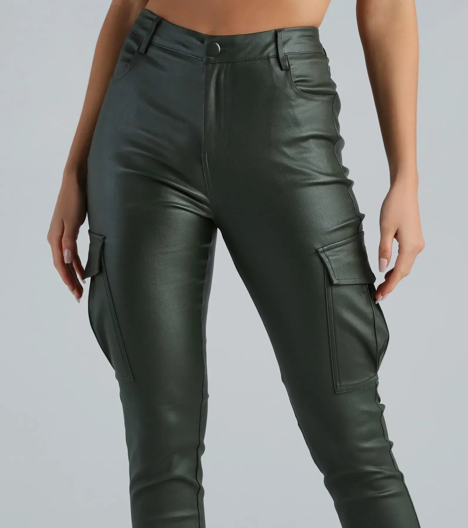Casually Elevated Faux Leather Cargo Pants