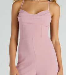 Effortless Allure Lace-Up Woven Wide-Leg Jumpsuit