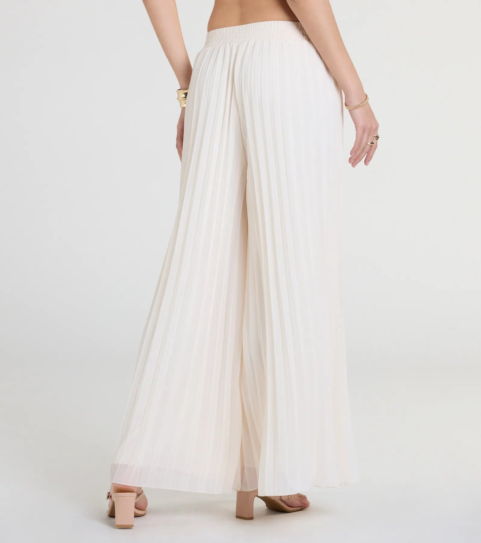 Pretty Pleats High-Rise Chiffon Palazzo Pants