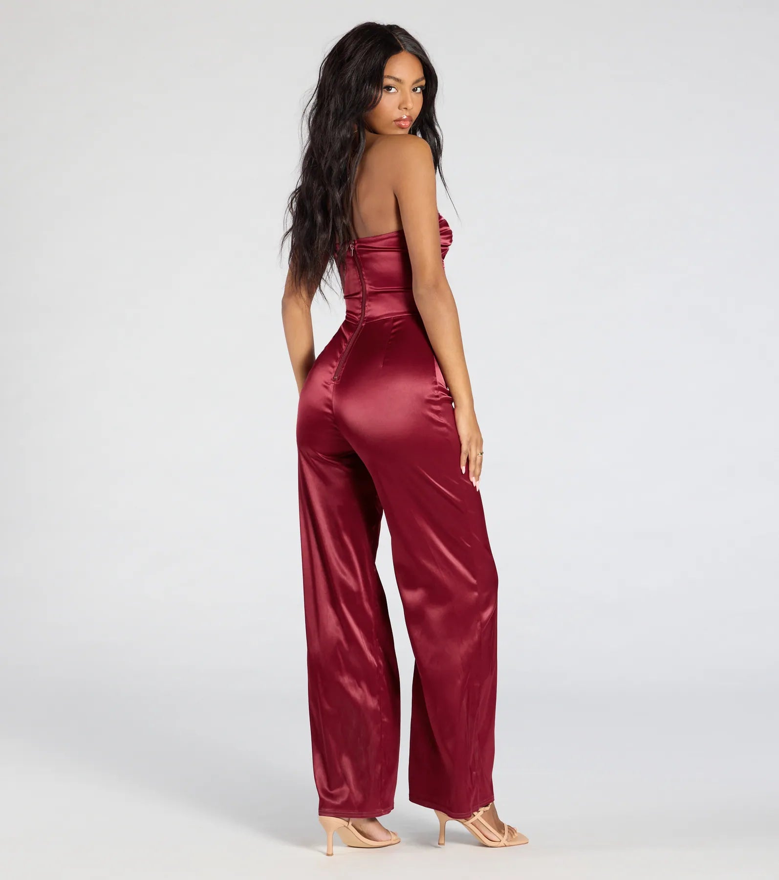 Late Nights Cutout Satin Wide-Leg Jumpsuit