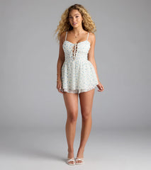 Sunny Muse Floral Eyelet Chiffon Romper