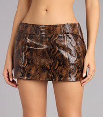 Bite Back Snake Print Faux Leather Mini Skort