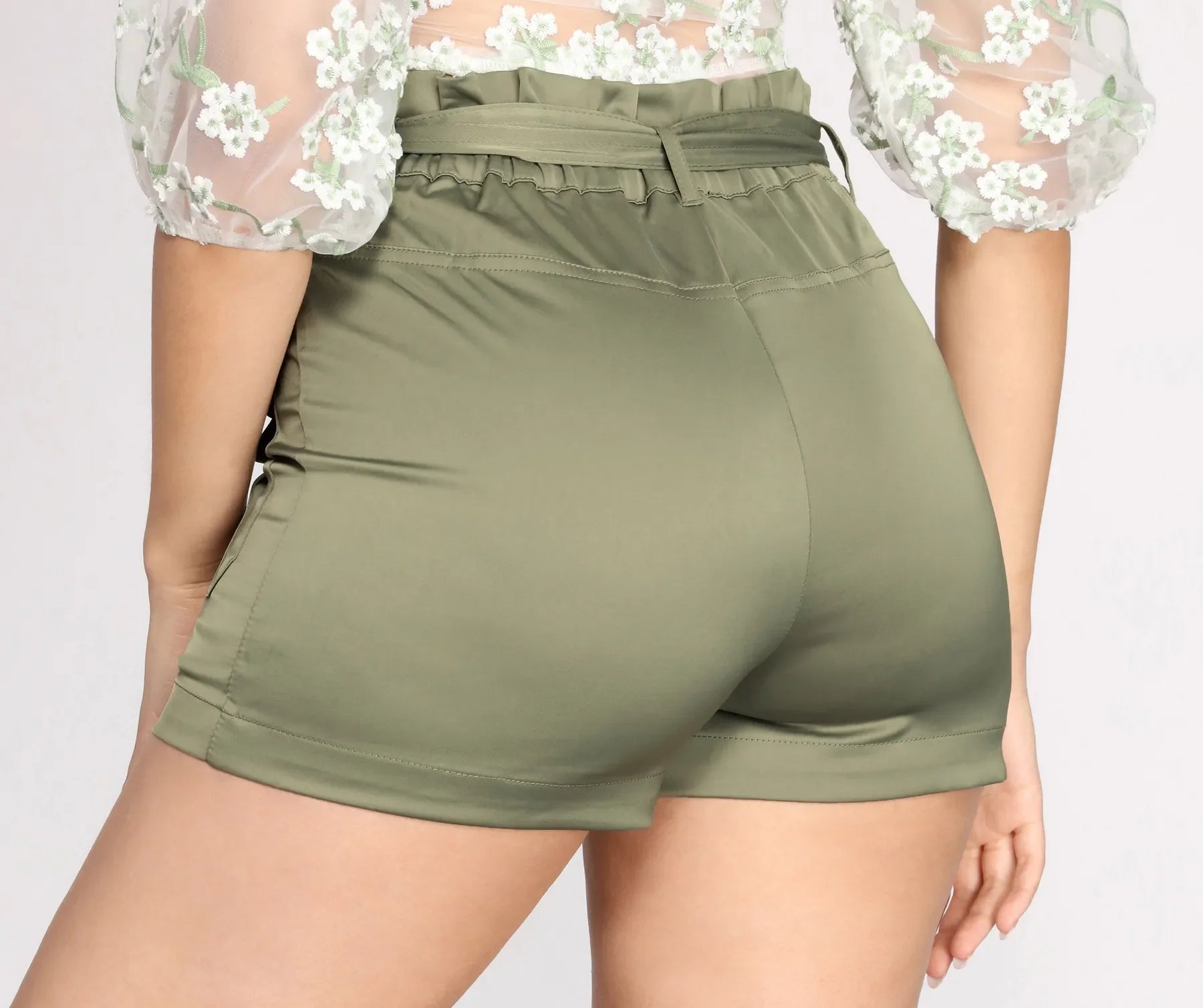 Paper Bag Tie Waist Cargo Shorts