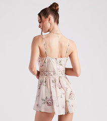 Floral Flow Chiffon Crochet Romper