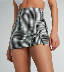 Girl Next Door Gingham Print Mini Skort