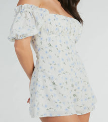 Sweeter Than Floral Short Sleeve Tie-Back Romper