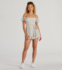 Fun And Flirty Off-The-Shoulder Ruffled Floral Romper