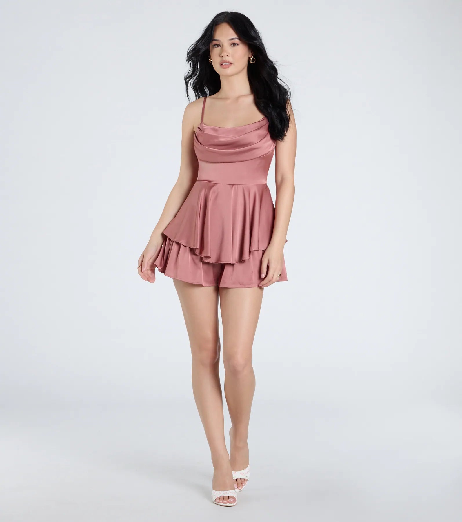 Adorable Allure Satin Skater Romper