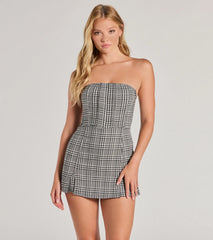 Plaid Moment Sleeveless Knit Romper