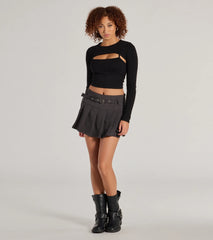 It-Girl Attitude Drop Waist Pleated Skort