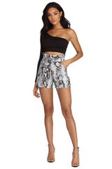 Live It Up Snake Print Shorts