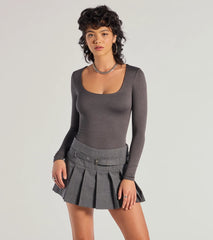 Preppy Trend Belted Plaid Mini Skort