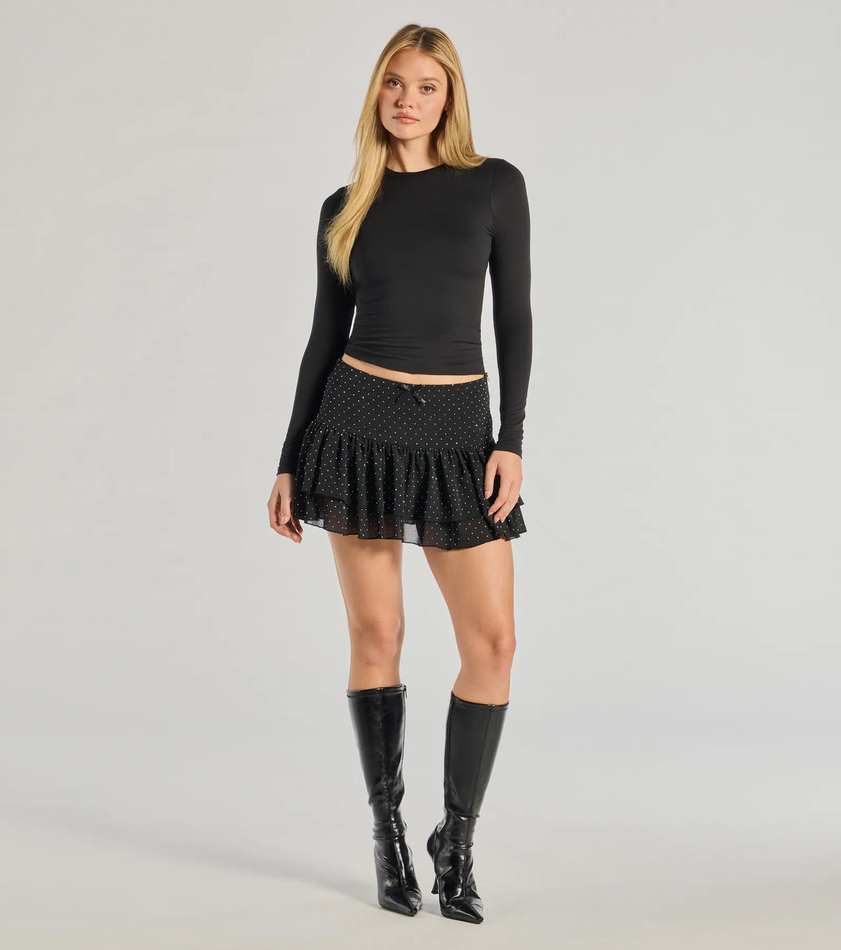 Subtle Charm High-Rise Rhinestone Skort