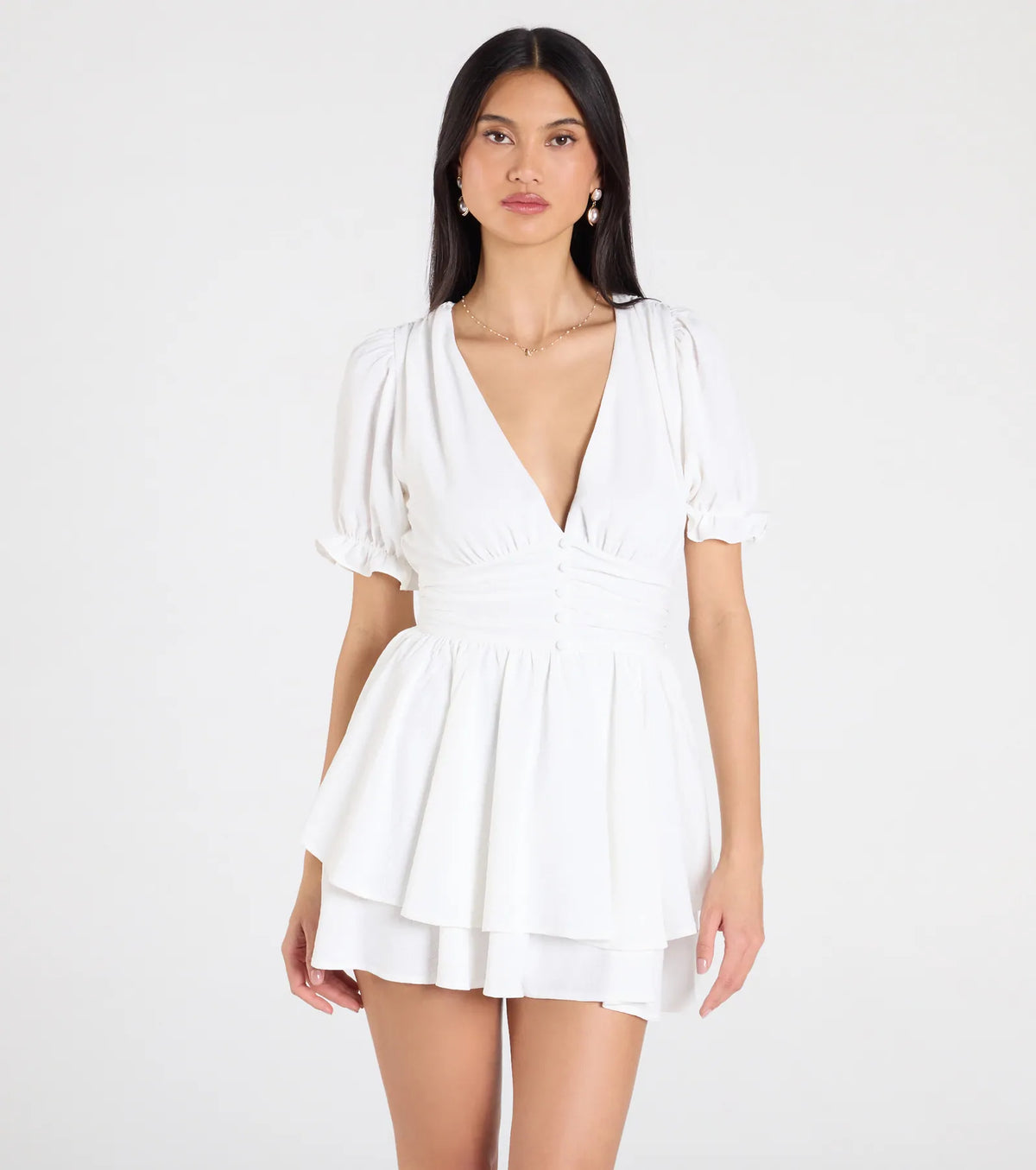 Stay Sweet Short Sleeve Button Romper