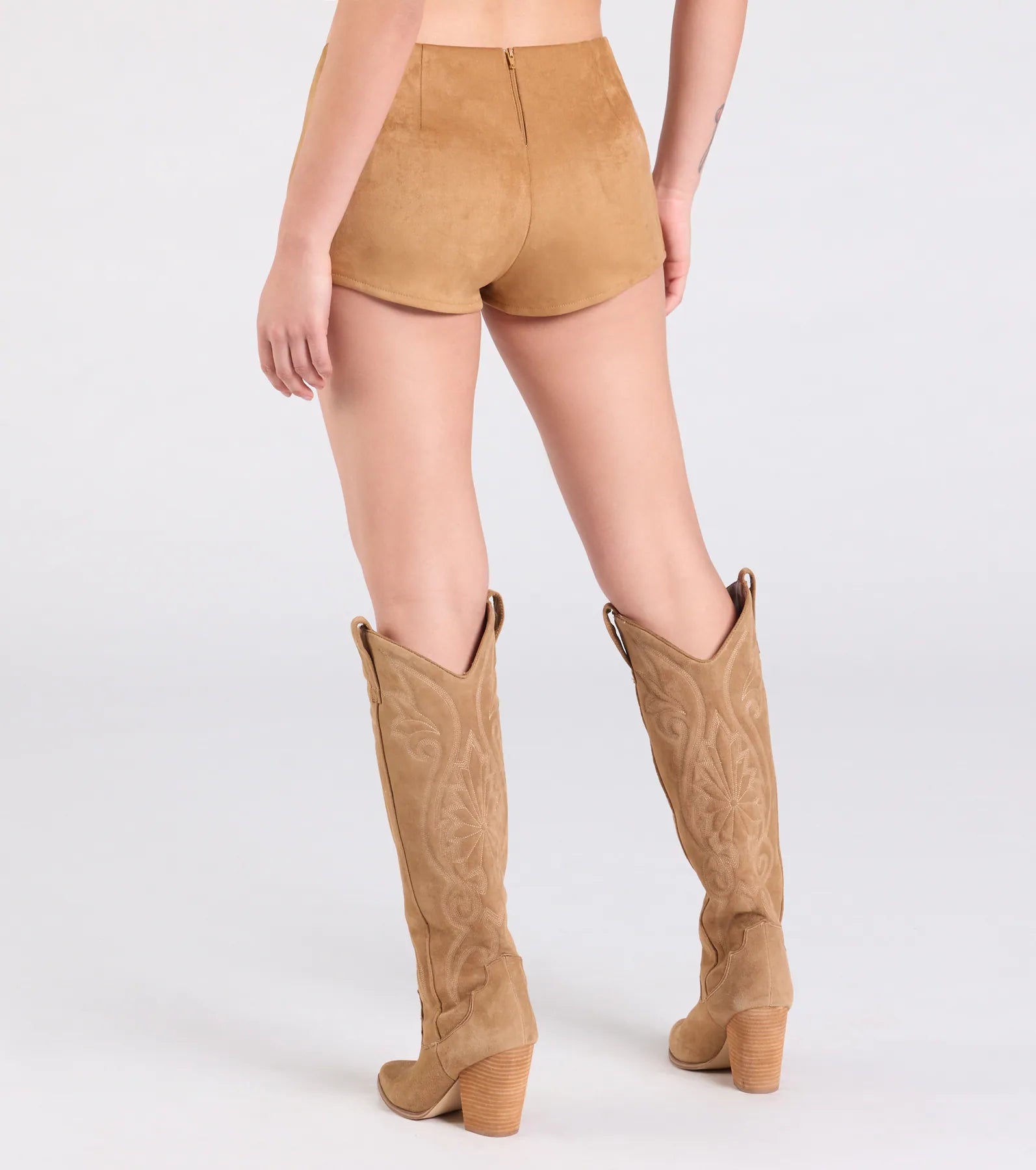 Sweet Beginnings Lace-Up Faux Suede Hot Shorts