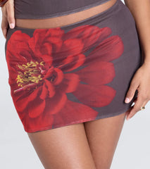 Bold Flirt Floral Mesh Mini Skirt