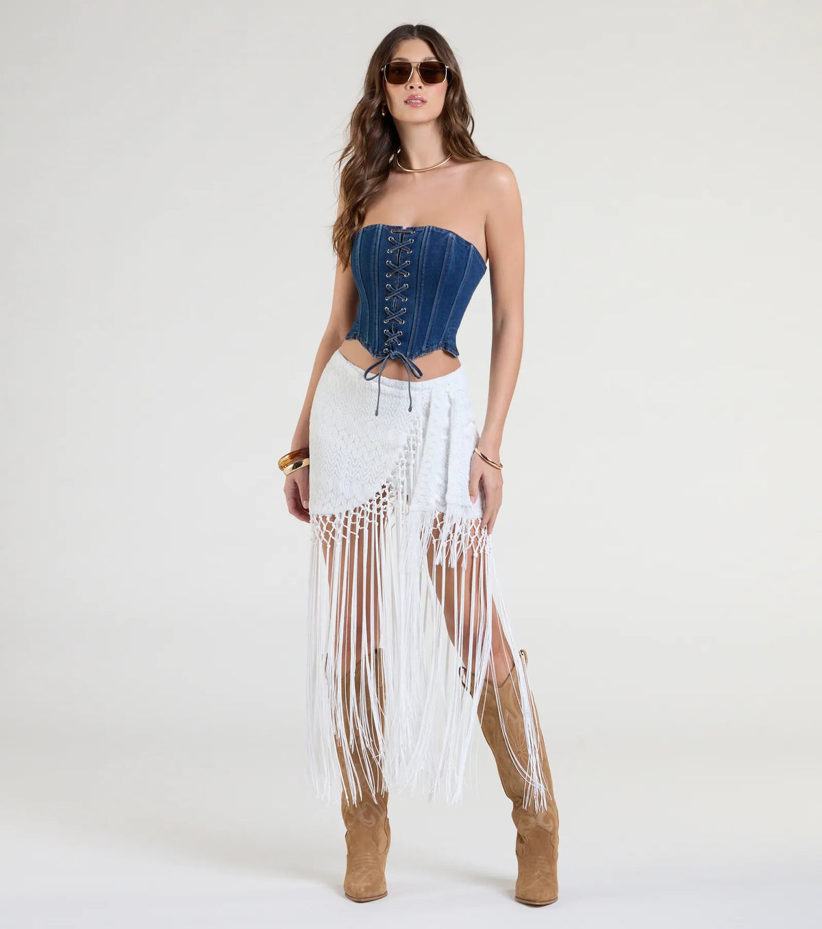 Iconic Getaway Tie-Waist Wrap Fringe Skirt
