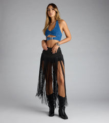 Trendy Moves Long Fringe Skirt