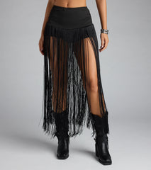 Trendy Moves Long Fringe Skirt
