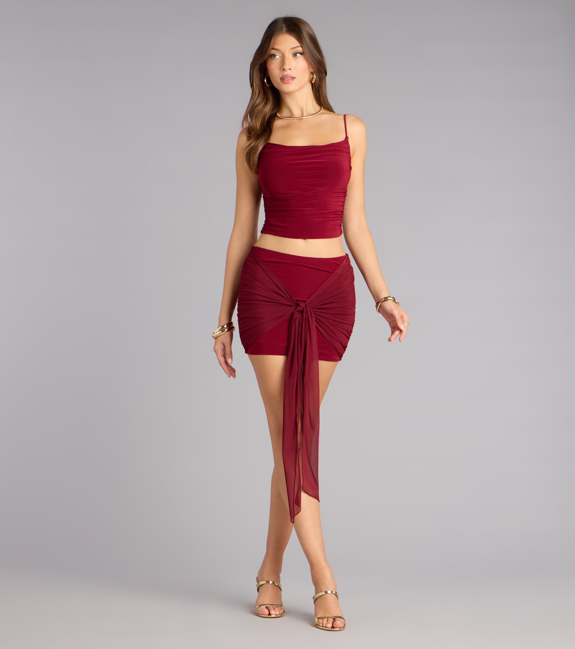 Silky Move Tie-Front Mini Skirt