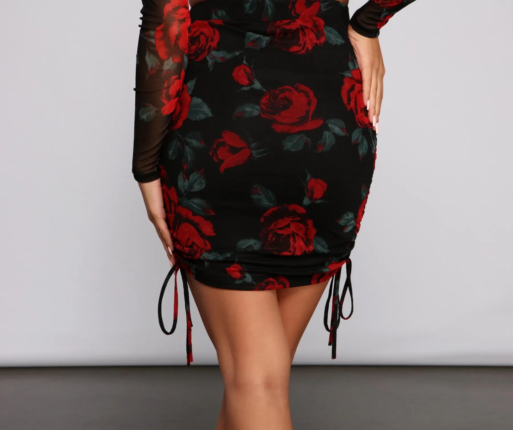 Sweet Rose Ruched Mini Skirt