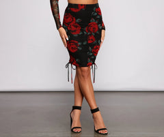 Sweet Rose Ruched Mini Skirt