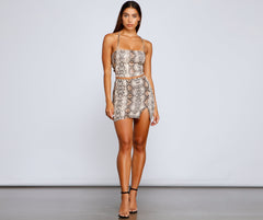 Snake Charmer Side Slit Mini Skirt
