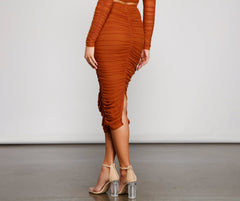 Moment For Mesh Ruched Midi Skirt