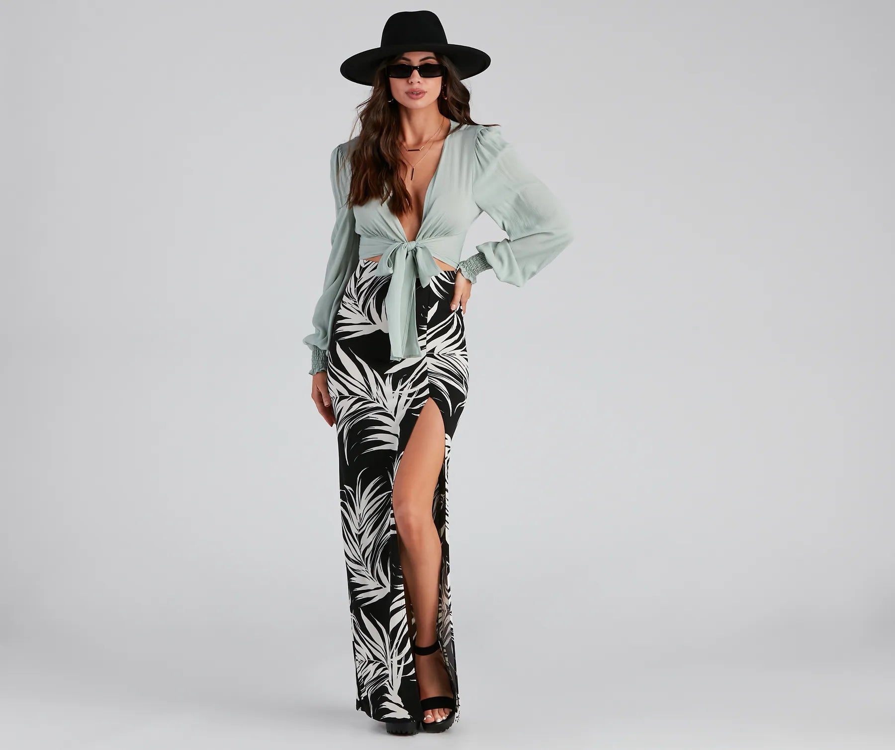 Hit The Tropics High Slit Maxi Skirt