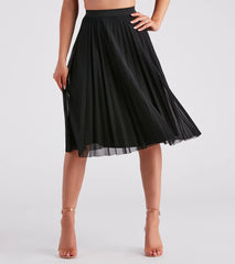 Total Charm Pleated Mesh Midi Skirt