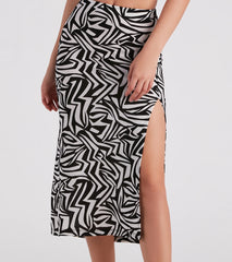 Artsy Mind Crepe Abstract Midi Skirt