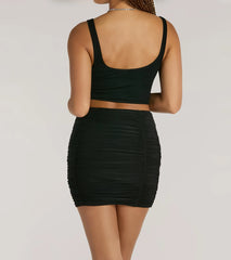 Sassy Fun Ruched Bodycon Mini Skirt