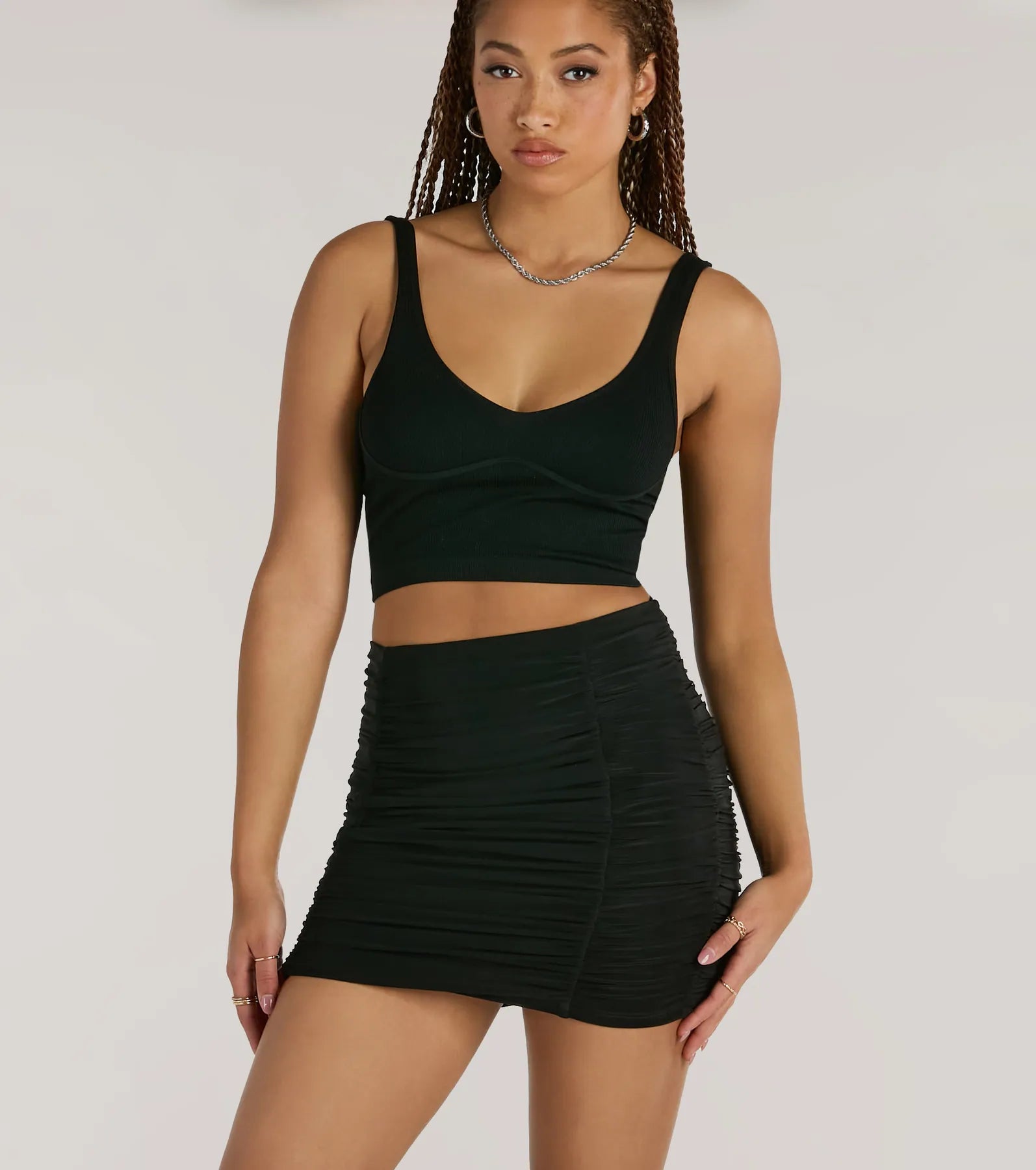 Sassy Fun Ruched Bodycon Mini Skirt