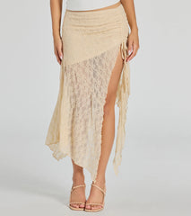 Breezy Boho Sheer Lace Asymmetric Maxi Skirt