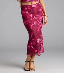 Sultry Bloom Floral Mesh Maxi Skirt