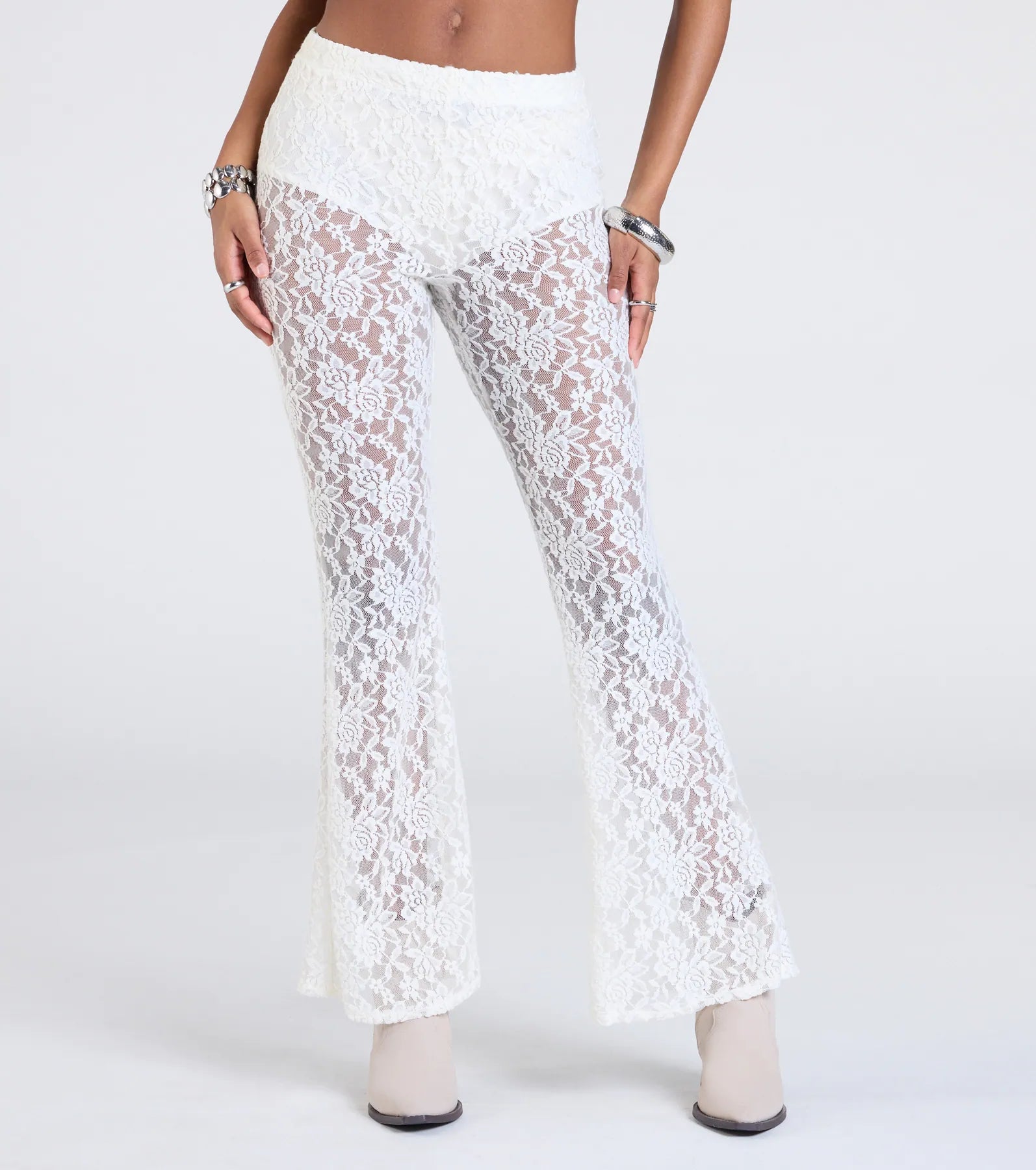 Sheer Fling Lace Flare Pants