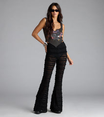 Make A Statement Sheer Lace Flare Pants
