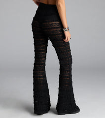 Make A Statement Sheer Lace Flare Pants
