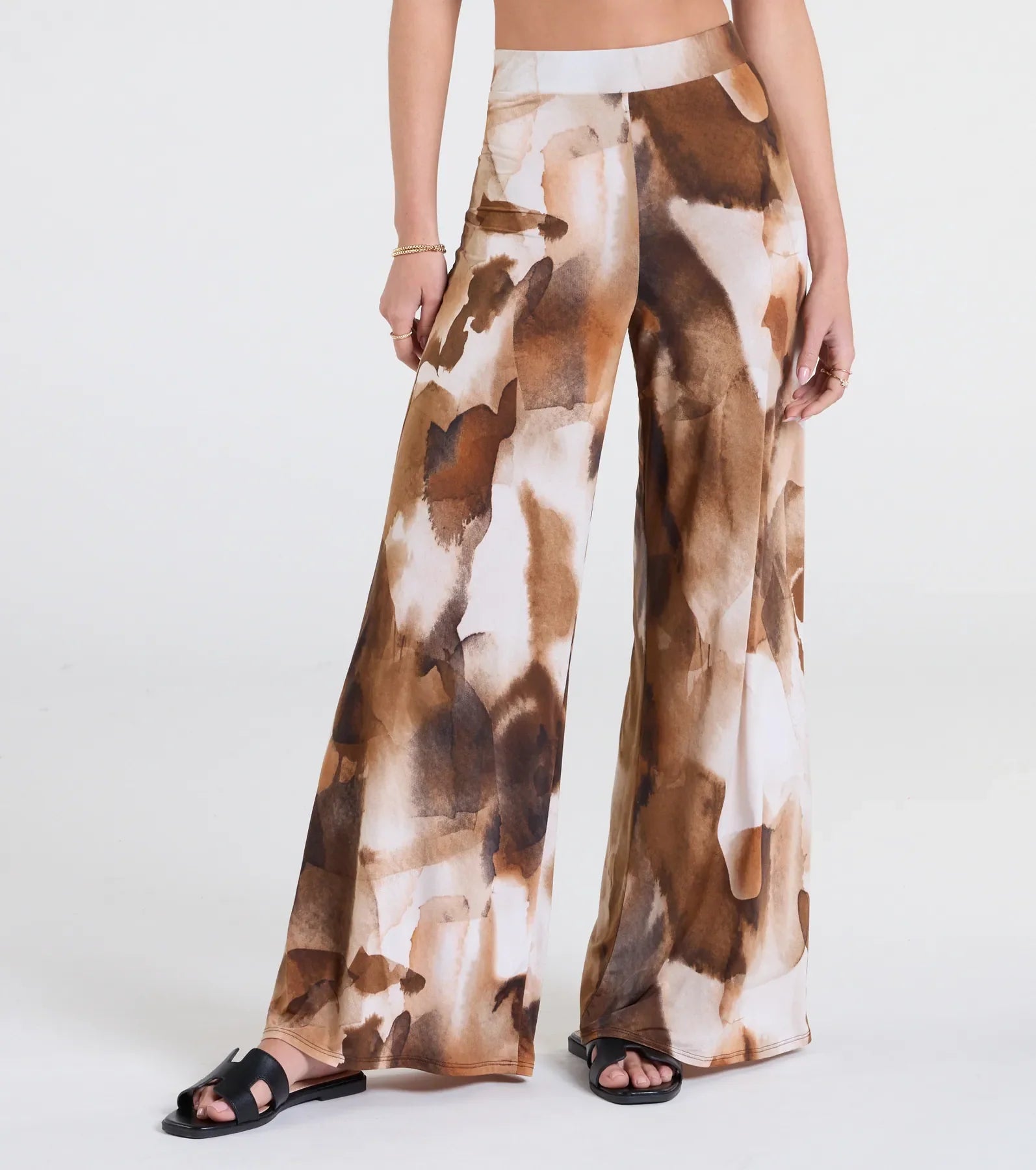 Off To Paradise Wide-Leg Abstract Pants