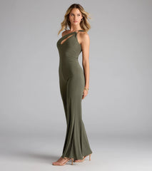 Being Chic One-Shoulder Cutout Wide-Leg Jumpsuit