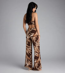 Tropic Time Halter Cutout Wide-Leg Jumpsuit