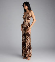 Tropic Time Halter Cutout Wide-Leg Jumpsuit