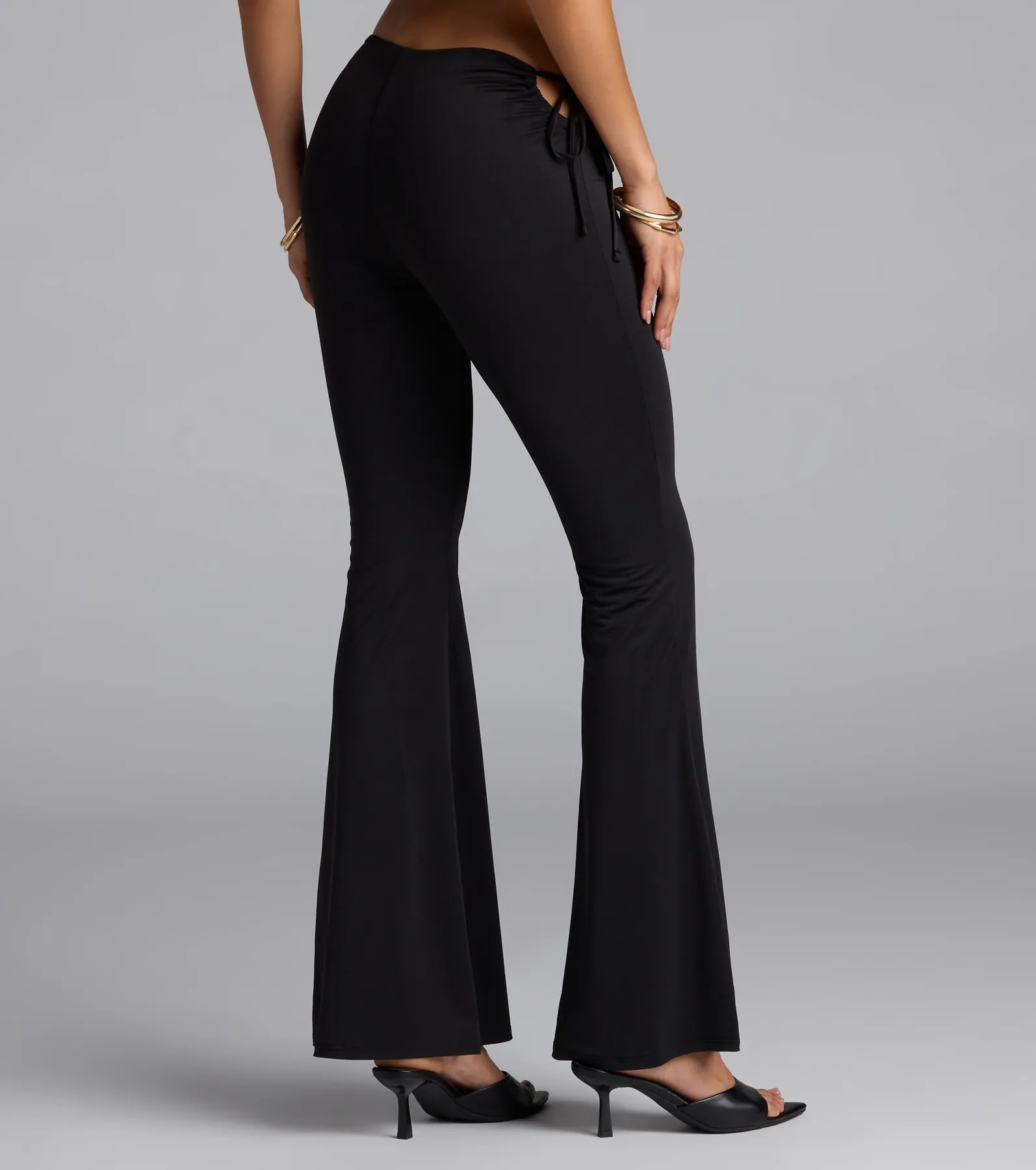 Sleek Look Mid-Rise Cutout Flare Pants