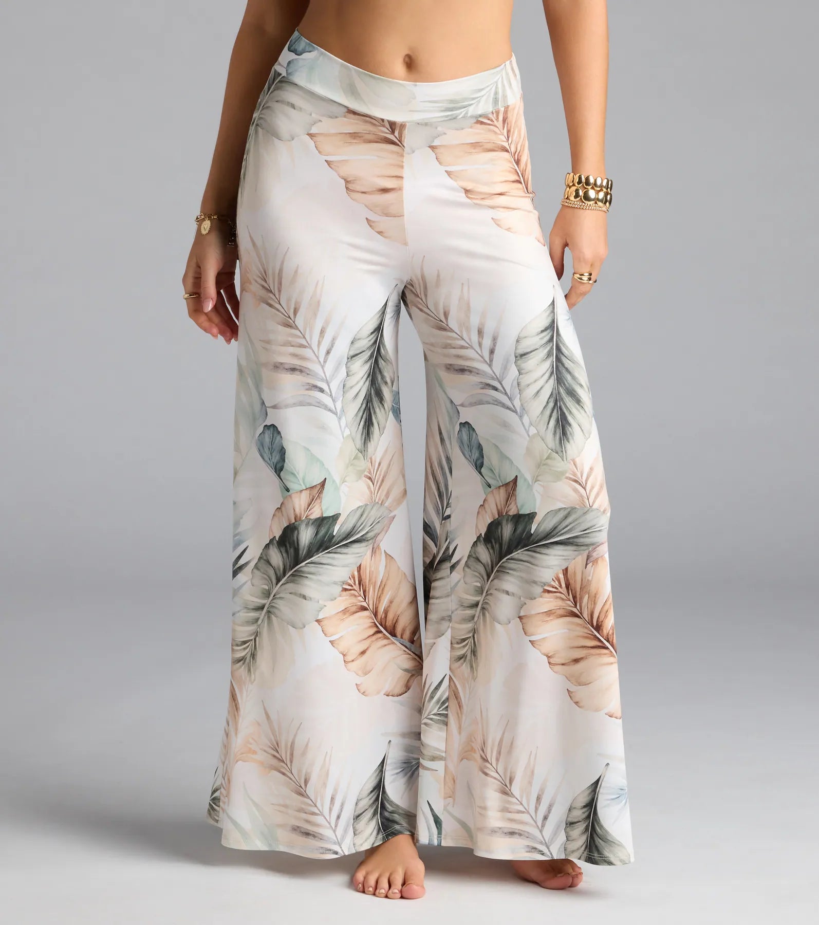 Mornings In Tulum Tropical Wide-Leg Pants