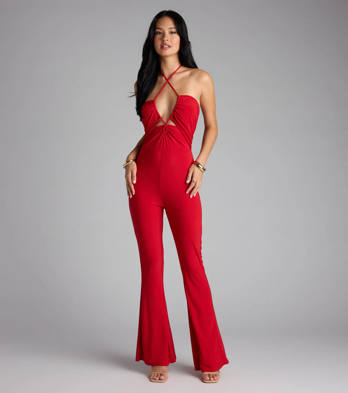 Sultry Girl Halter Cutout Jumpsuit